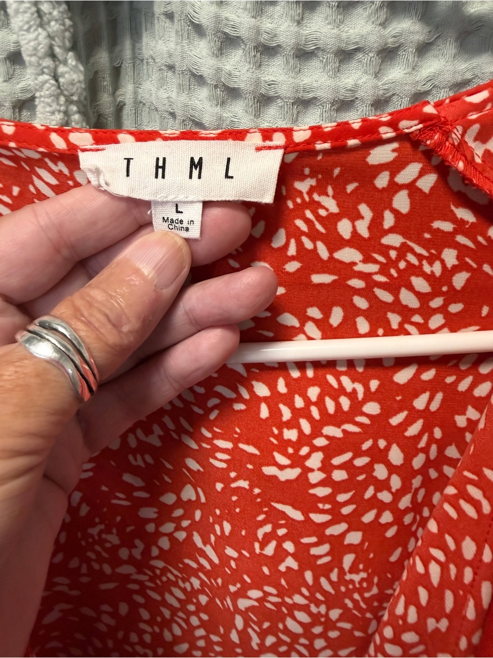 THML Poppy Red Printed Ruffle Wrap Dress - Picture 2 of 7